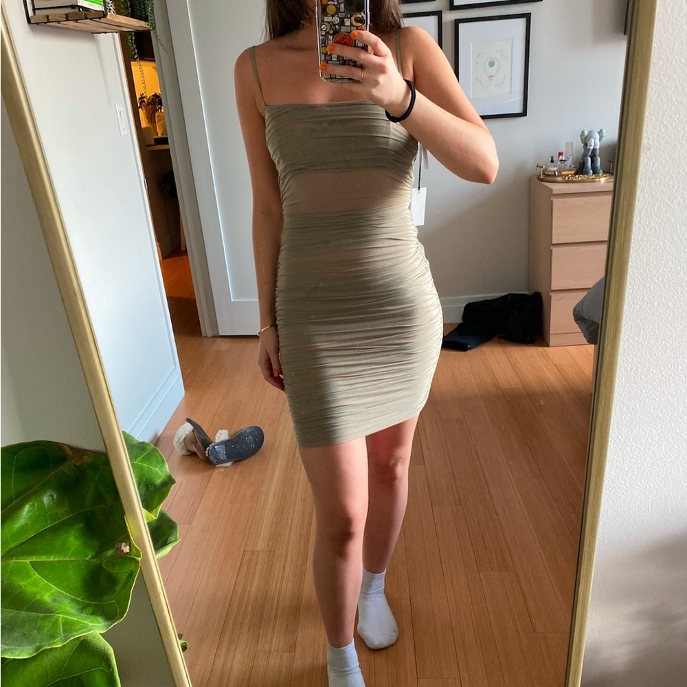 Babaton Bodycon Rouched Mini Dress